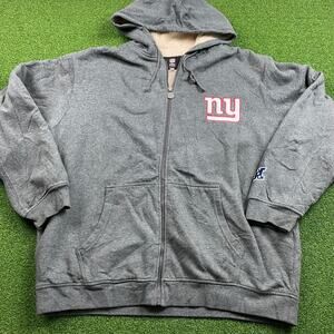 Vintage NFL Pro Line Gray New York Giants Zip Up Hooded Fleece Jacket Sz XL